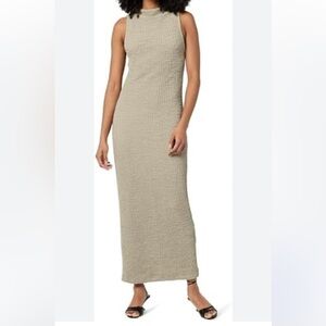 The Drop Lena High Neck Textured Dress Elegant Beige Maxi Dress Sz M Women